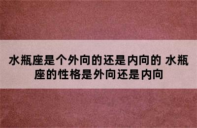 水瓶座是个外向的还是内向的 水瓶座的性格是外向还是内向